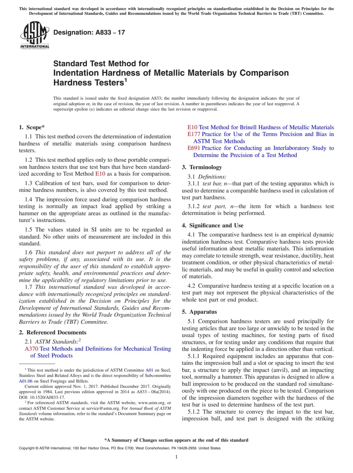 Первая страница стандарта ASTM A833-17