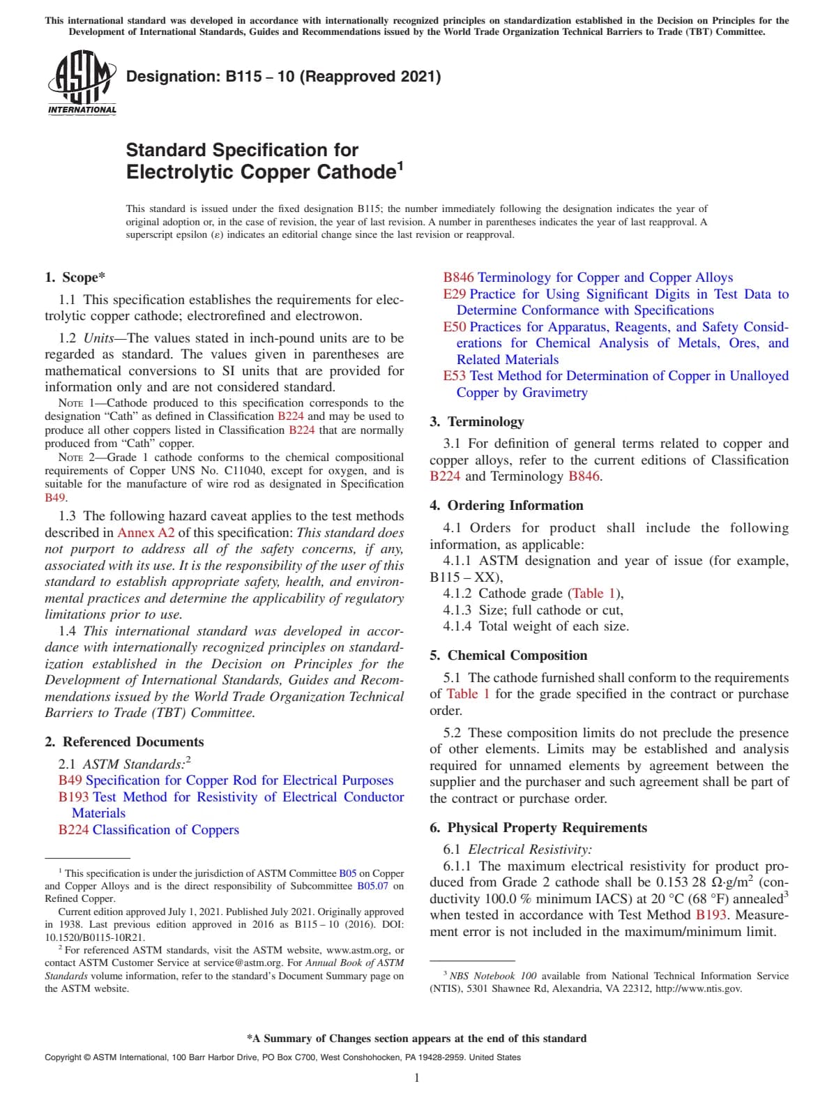 Первая страница стандарта ASTM B115-10(2021)