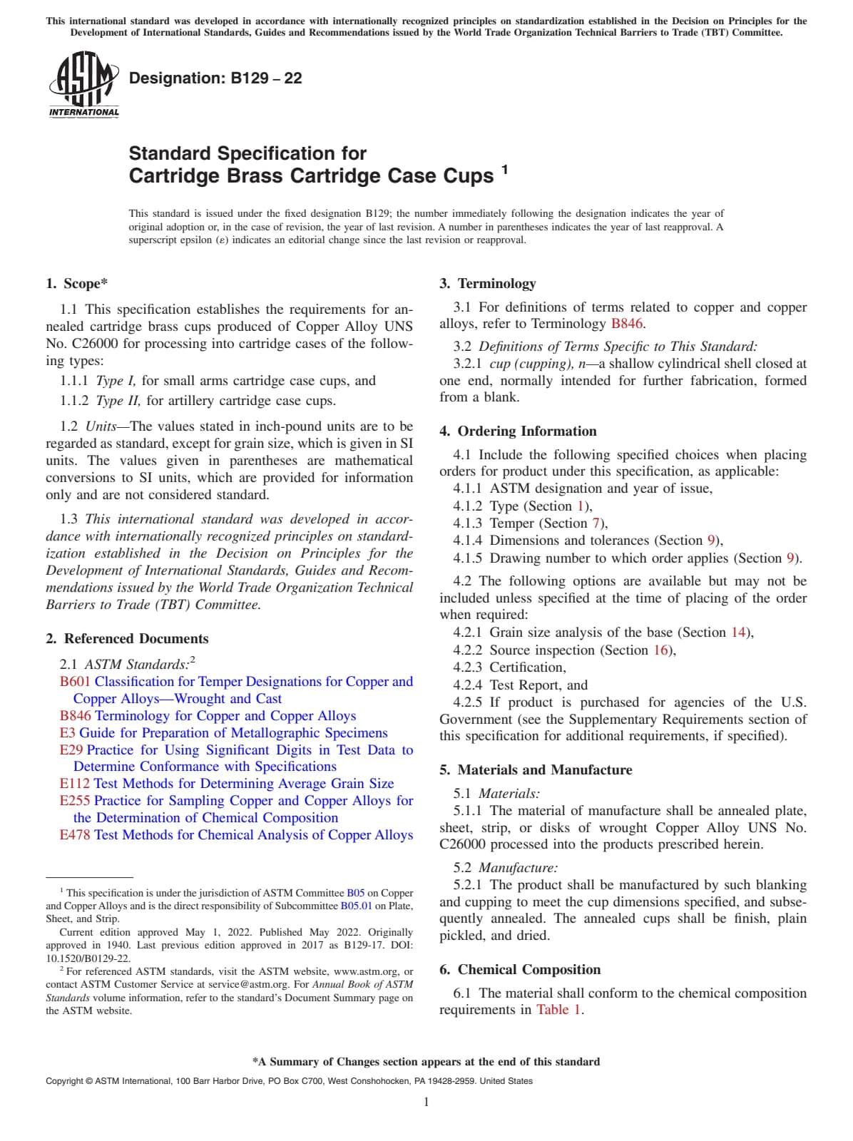 Первая страница стандарта ASTM B129-22