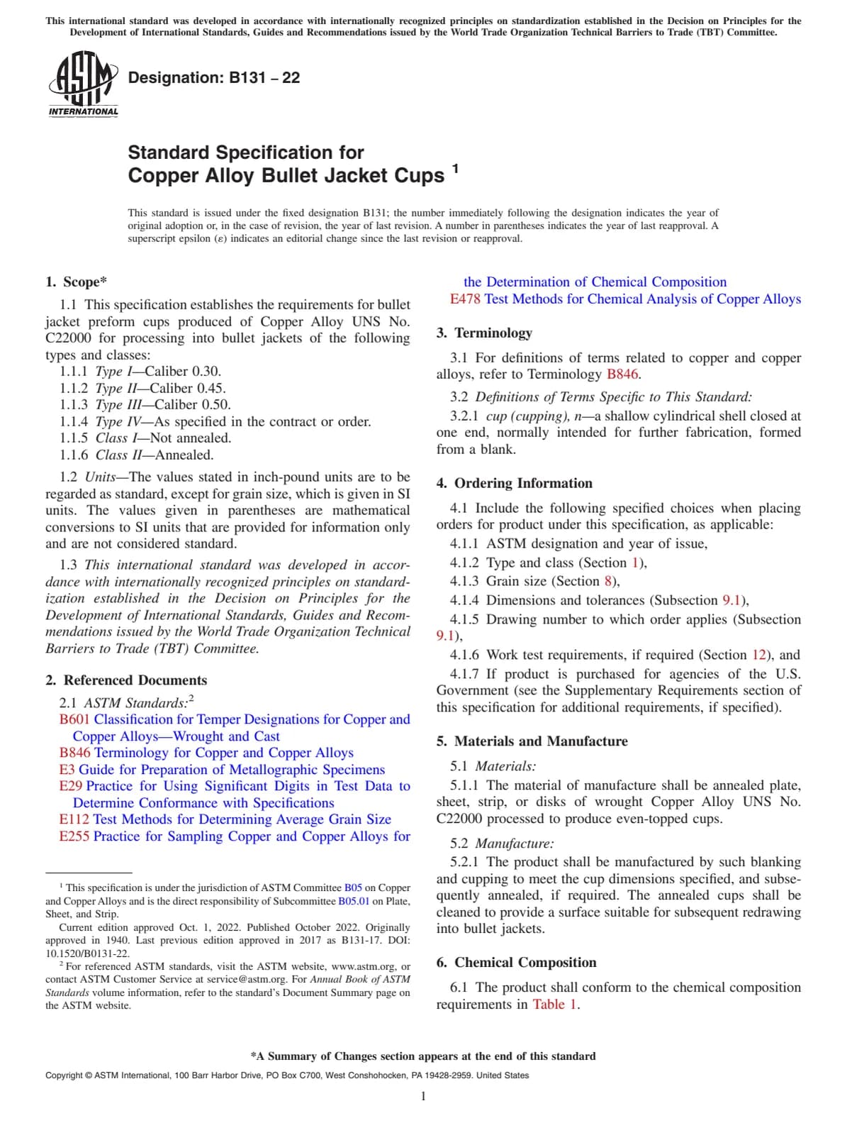 Первая страница стандарта ASTM B131-22
