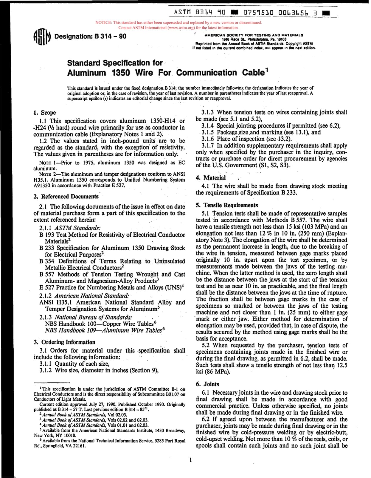 Первая страница стандарта ASTM B314-90