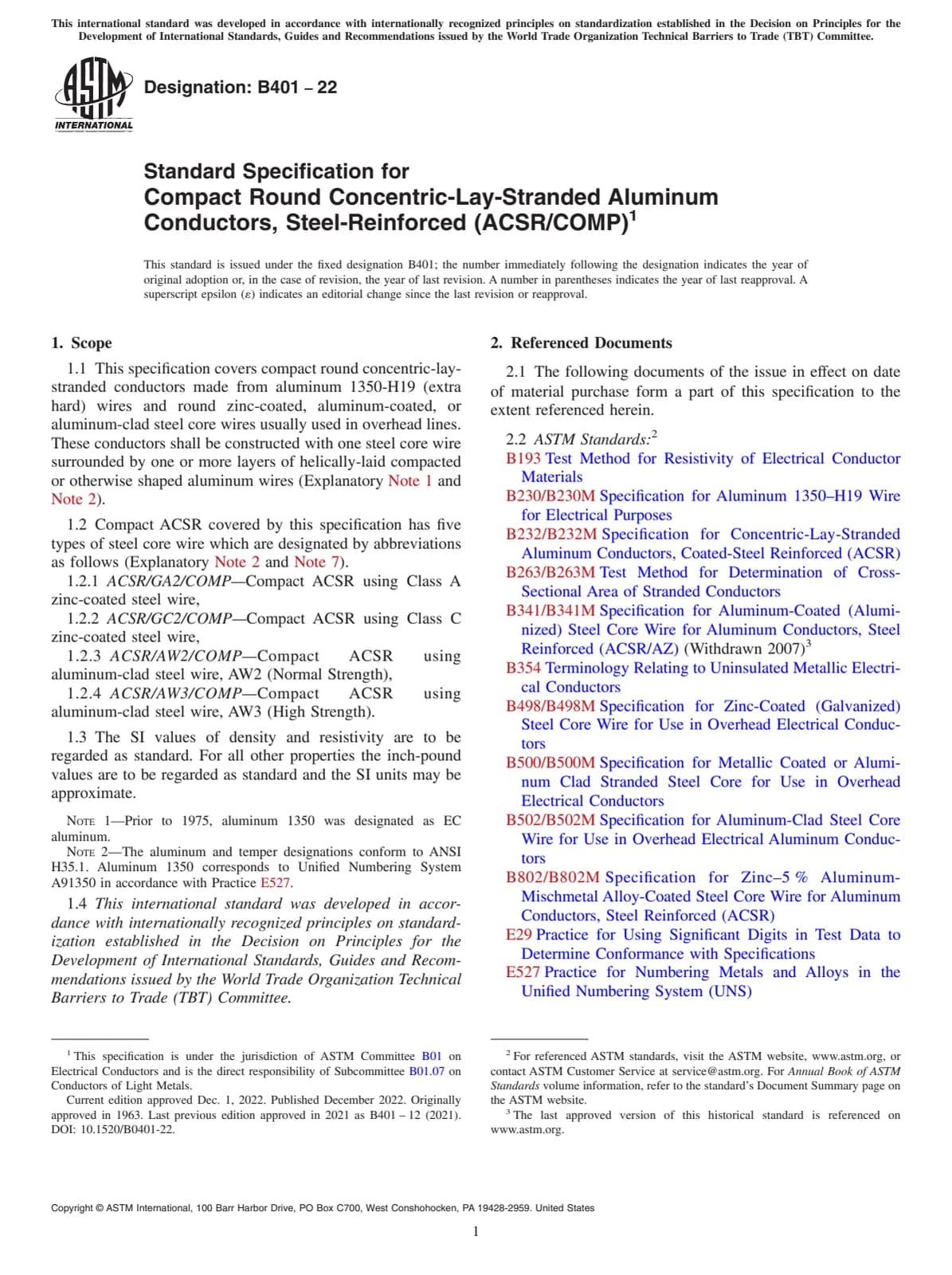 Первая страница стандарта ASTM B401-22