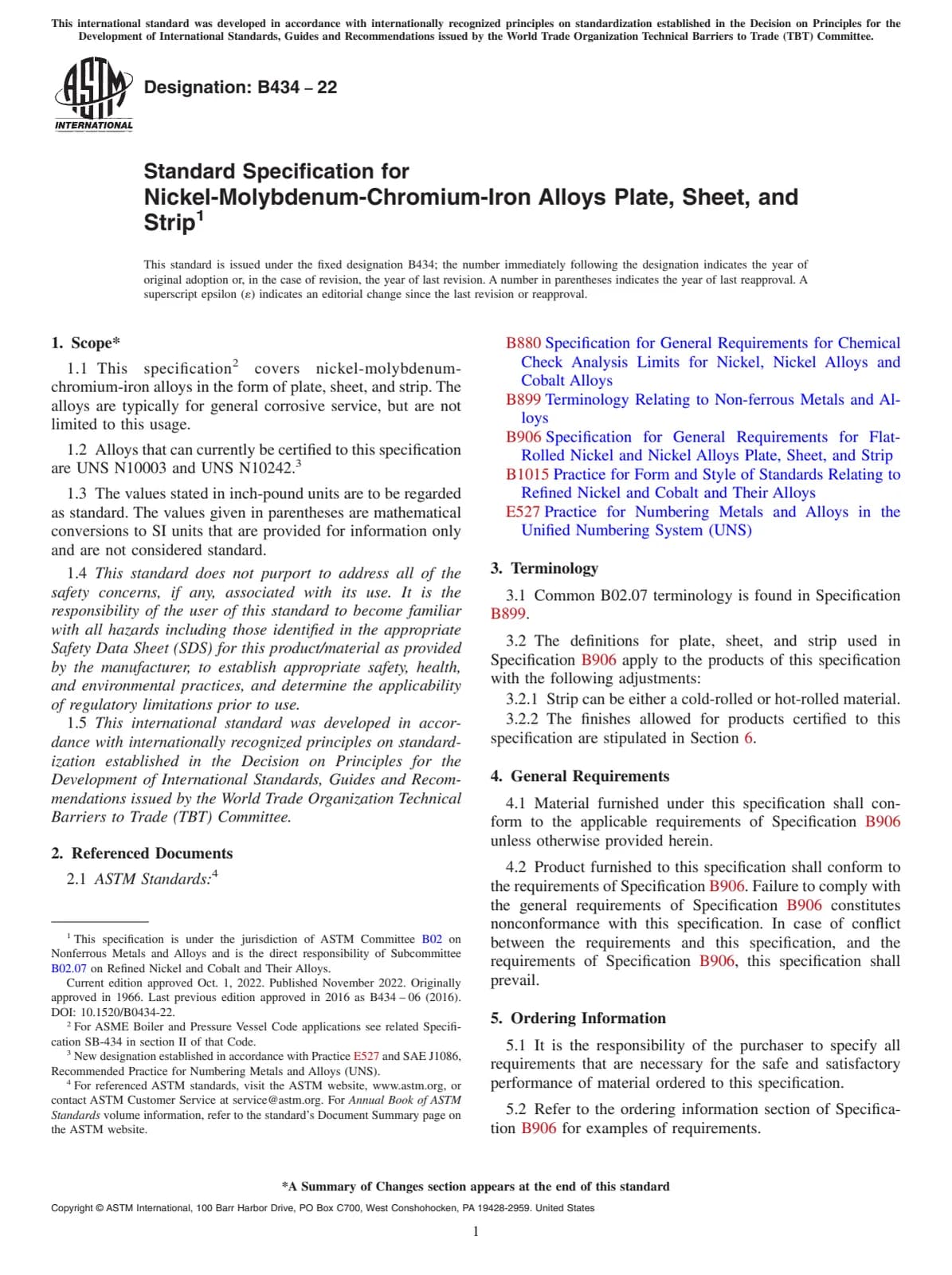 Первая страница стандарта ASTM B434-22