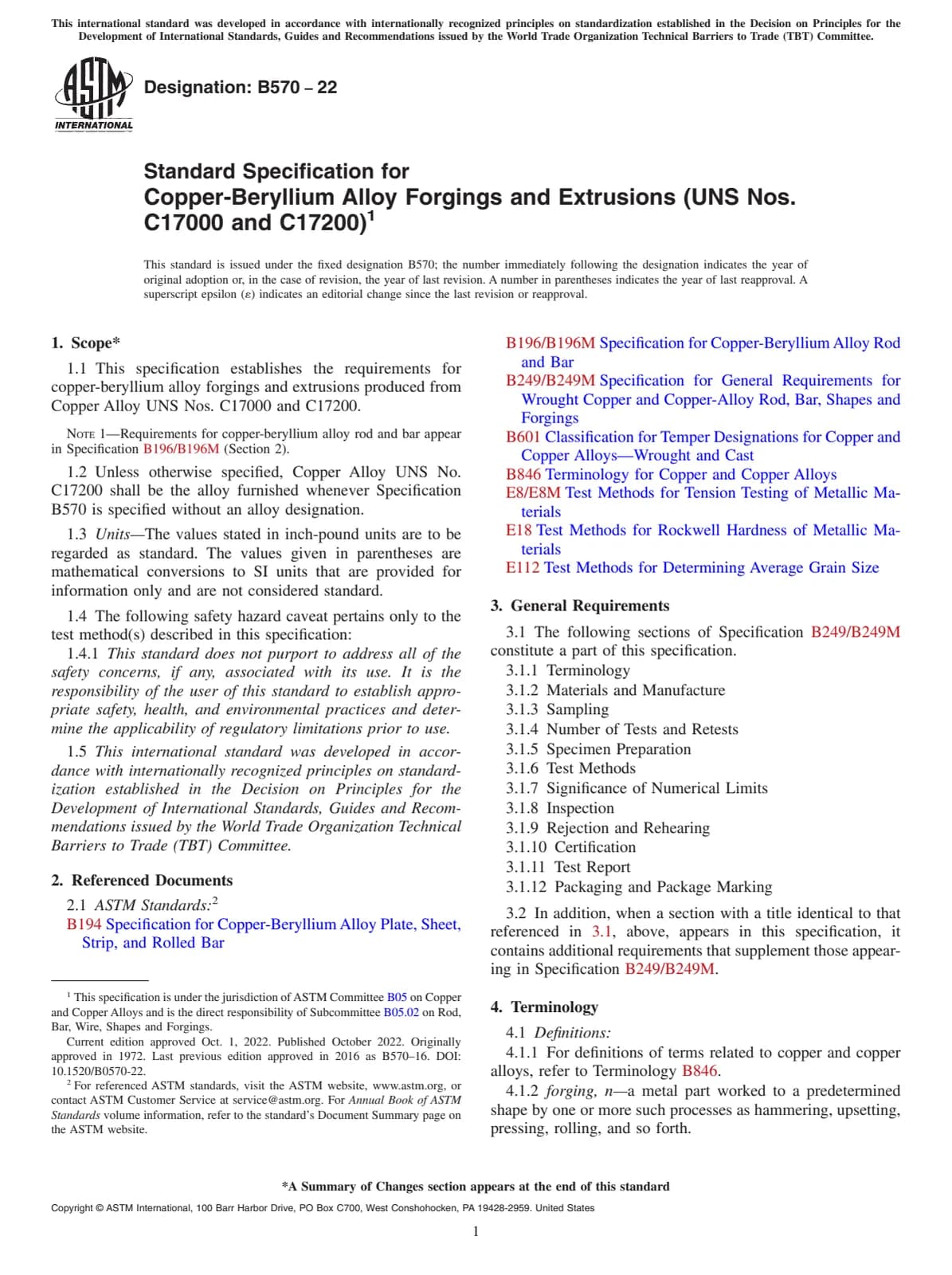 Первая страница стандарта ASTM B570-22