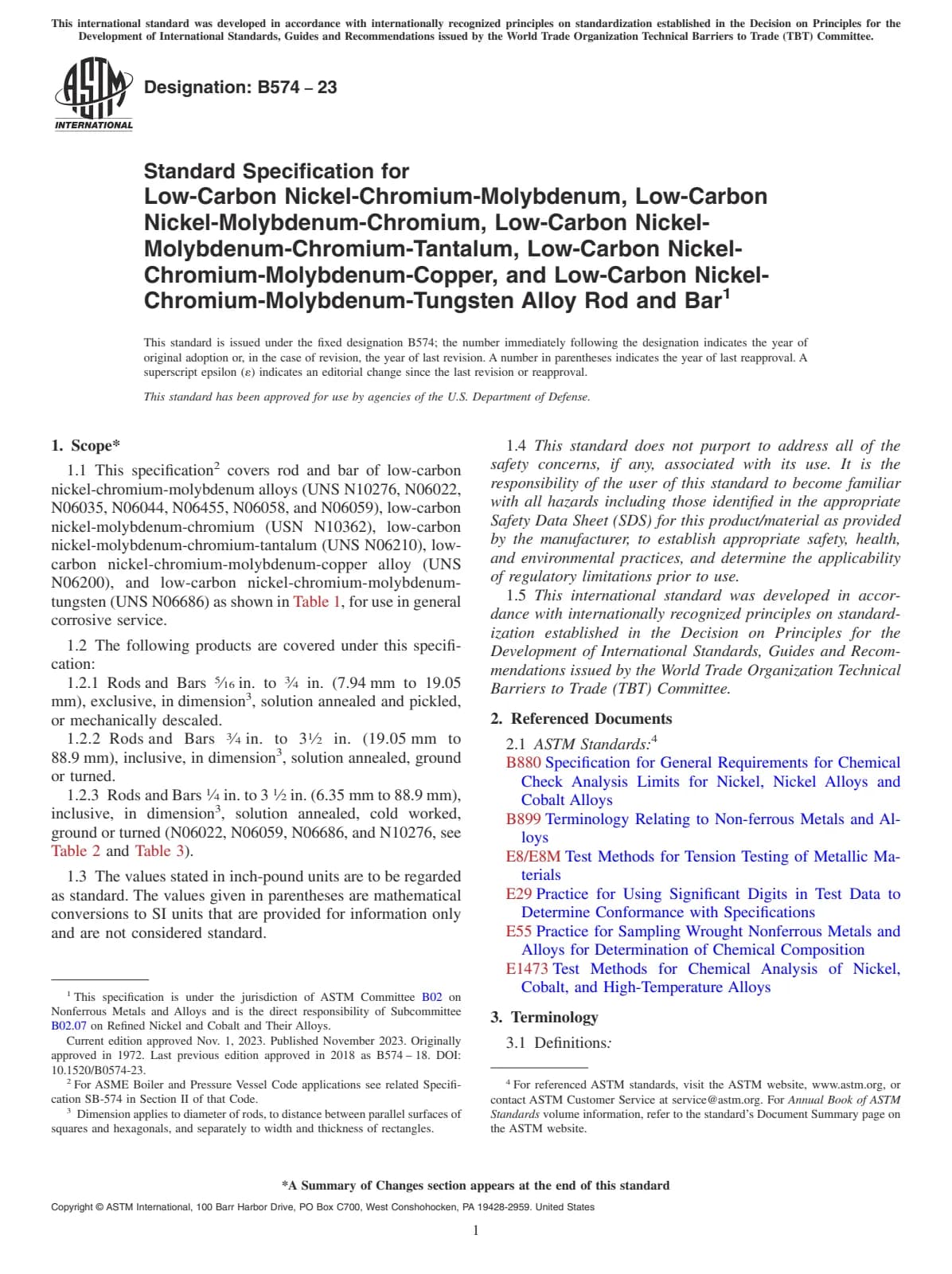 Первая страница стандарта ASTM B574-23