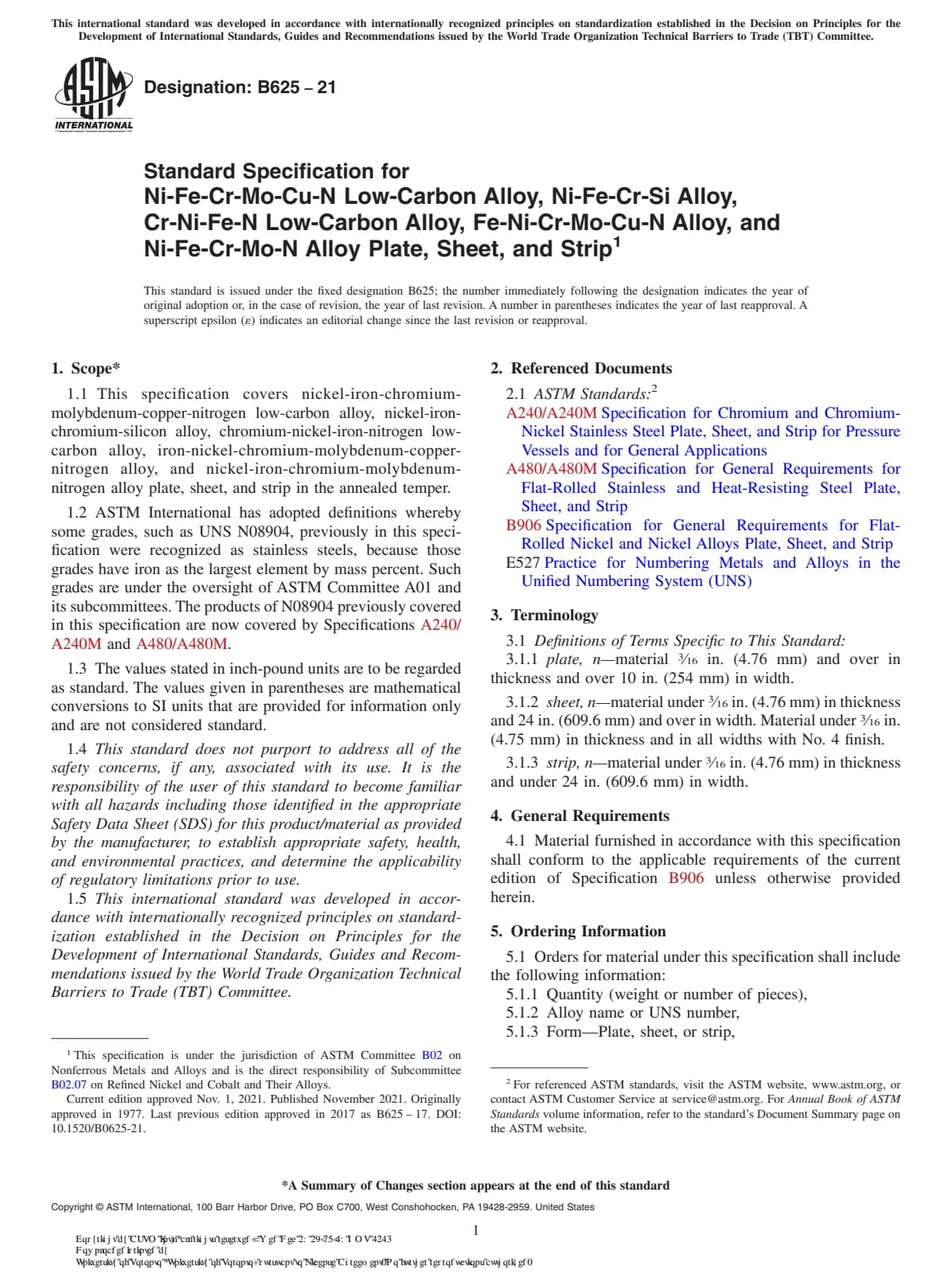 Первая страница стандарта ASTM B625-21