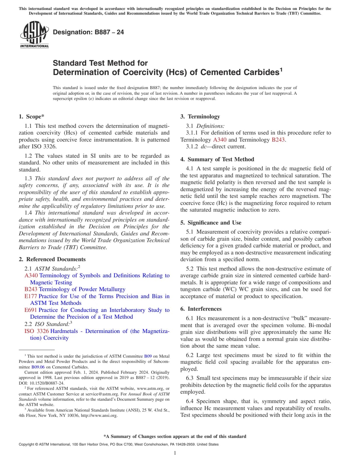 Первая страница стандарта ASTM B887-24