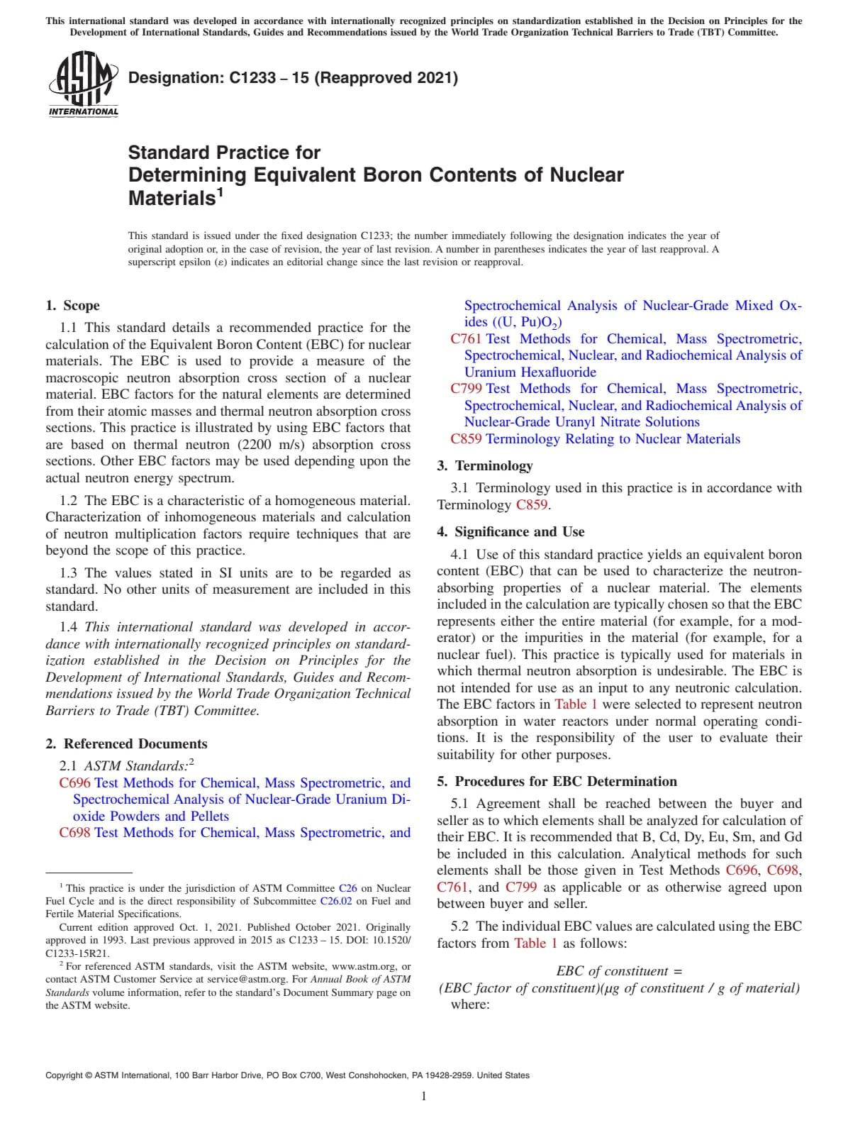 Первая страница стандарта ASTM C1233-15(2021)