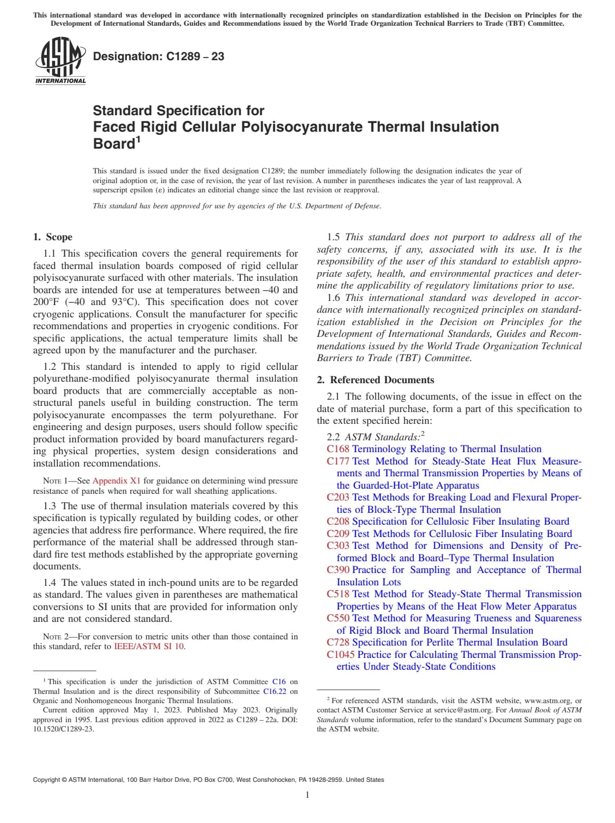 Первая страница стандарта ASTM C1289-23
