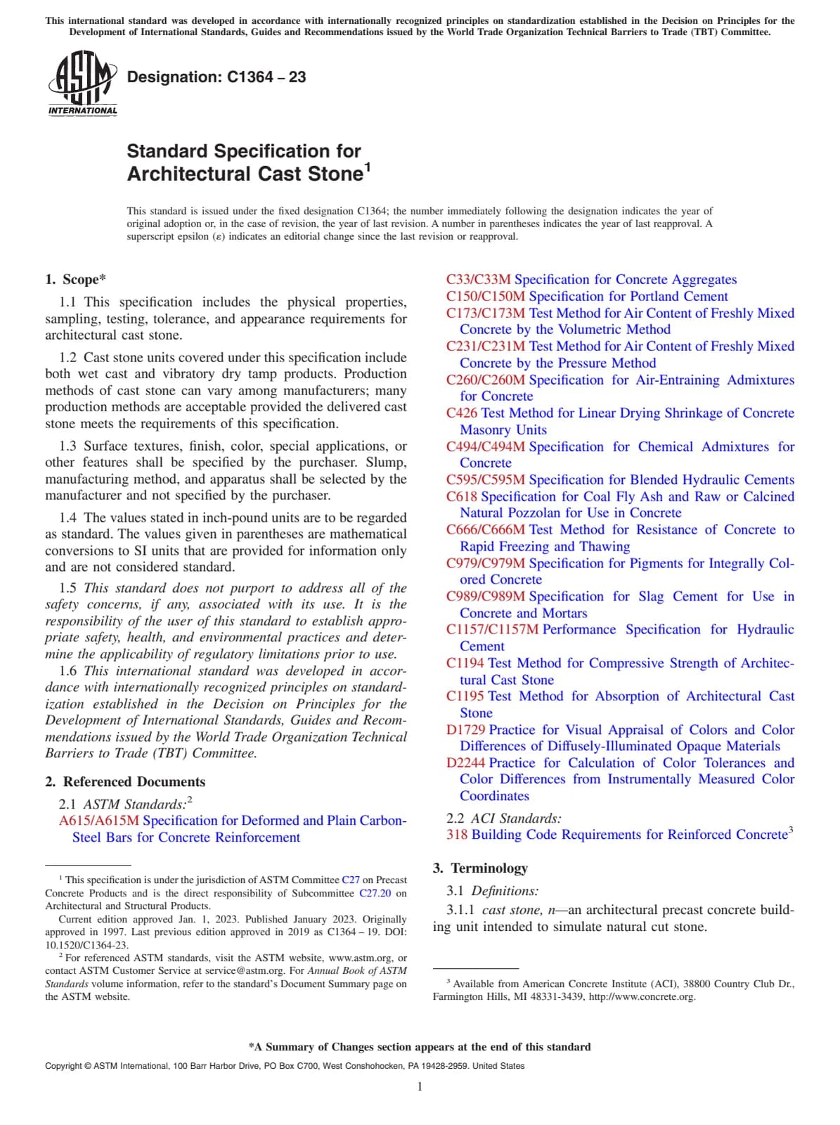 Первая страница стандарта ASTM C1364-23