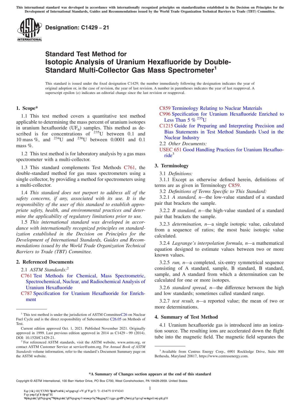 Первая страница стандарта ASTM C1429-21