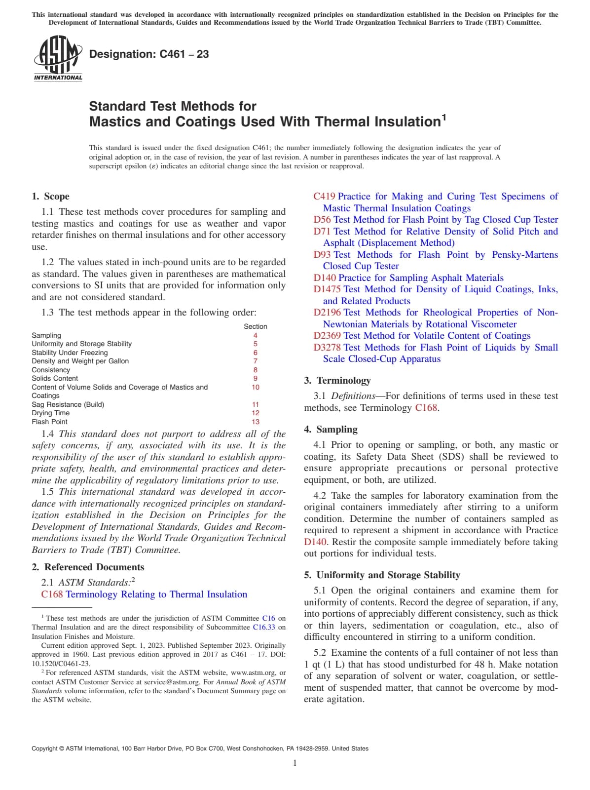 Первая страница стандарта ASTM C461-23