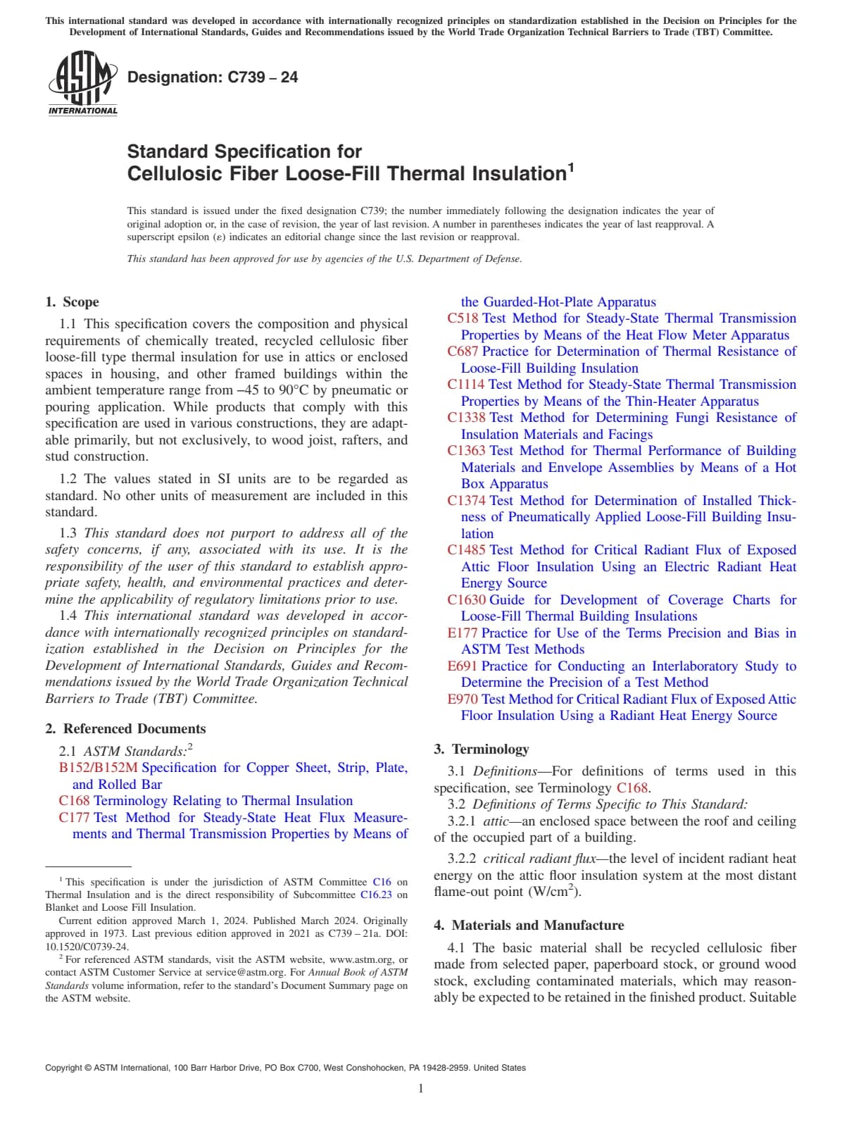 Первая страница стандарта ASTM C739-24