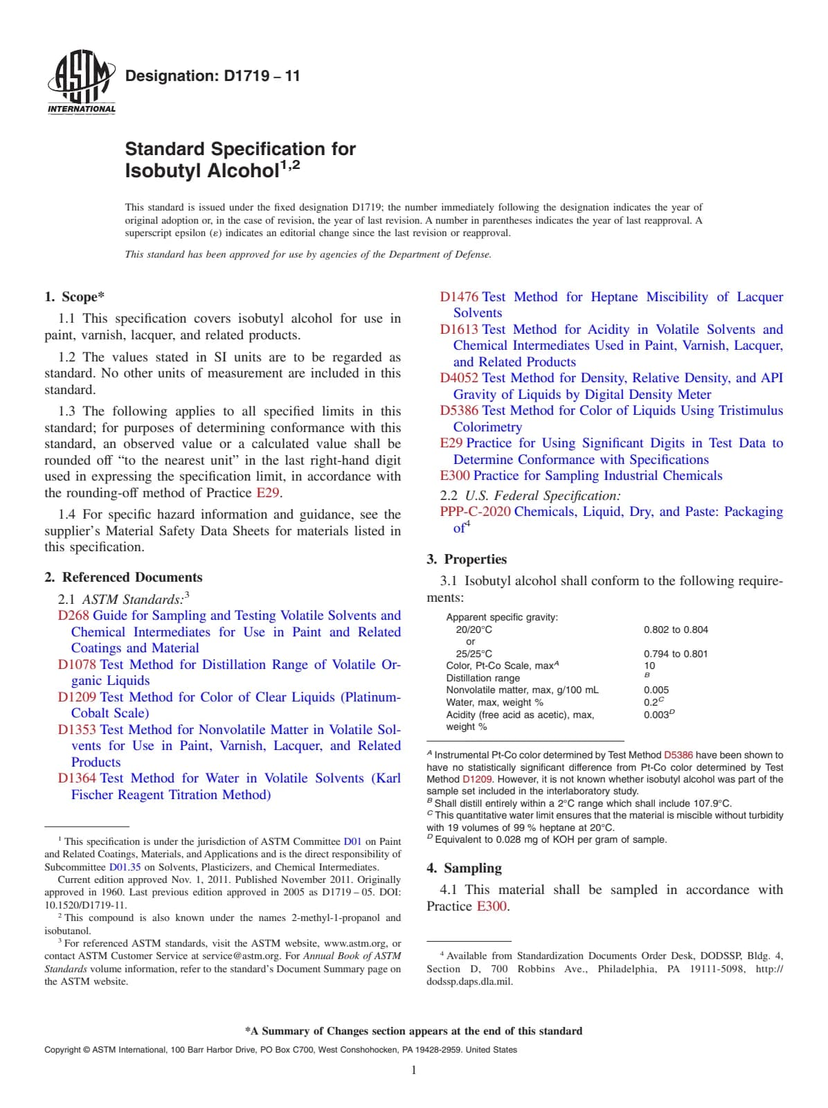 Первая страница стандарта ASTM D1719-11