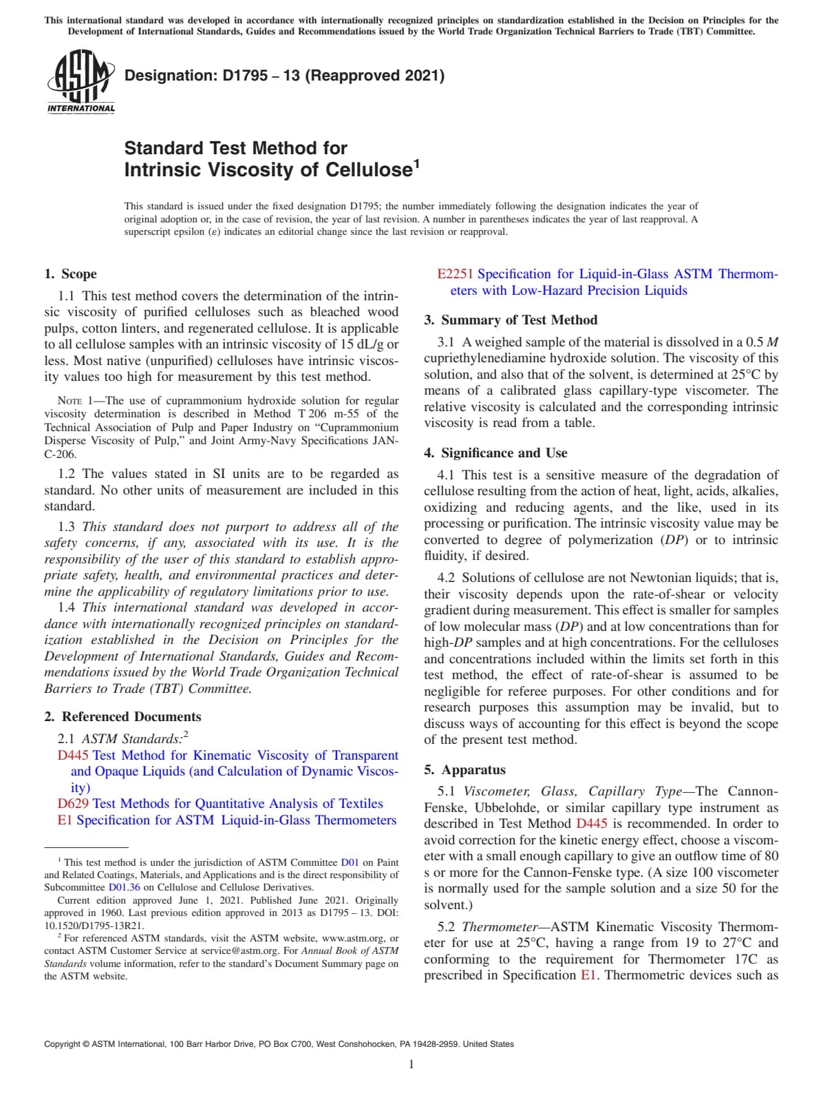 Первая страница стандарта ASTM D1795-13(2021)