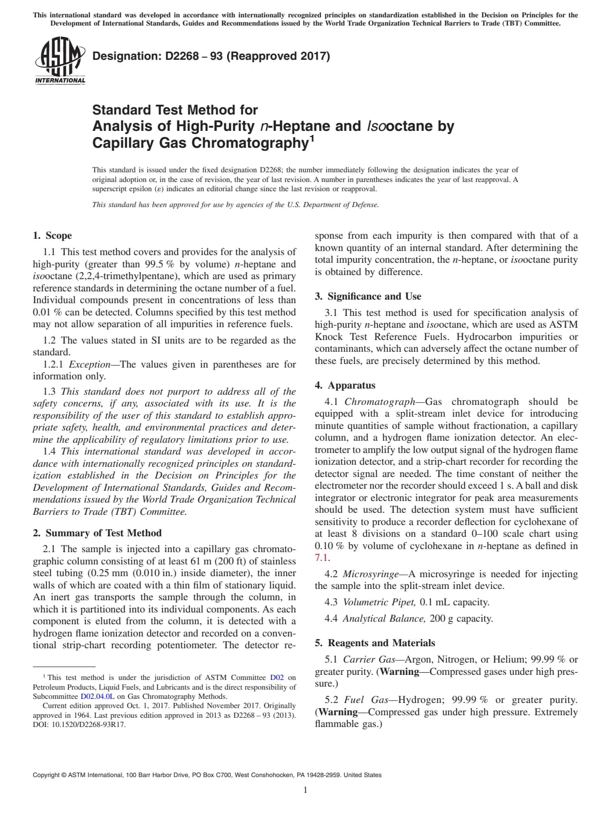 Первая страница стандарта ASTM D2268-93(2017)