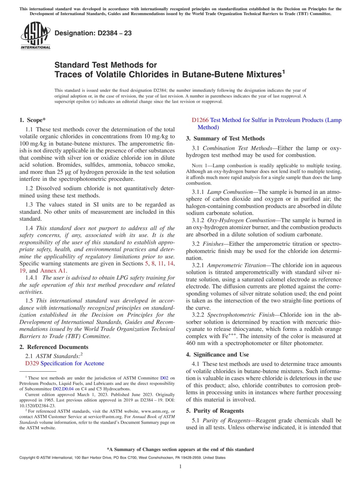 Первая страница стандарта ASTM D2384-23
