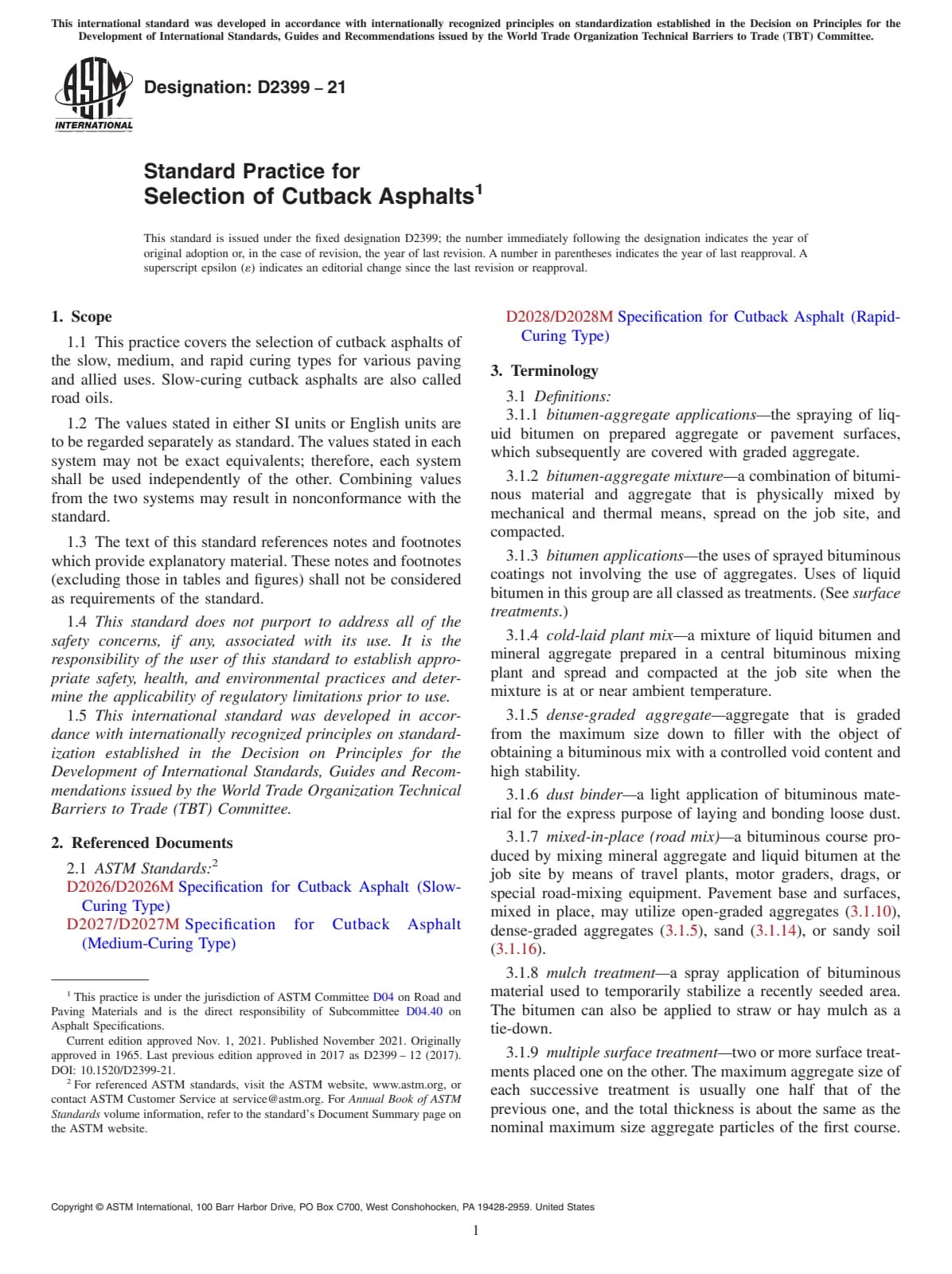 Первая страница стандарта ASTM D2399-21