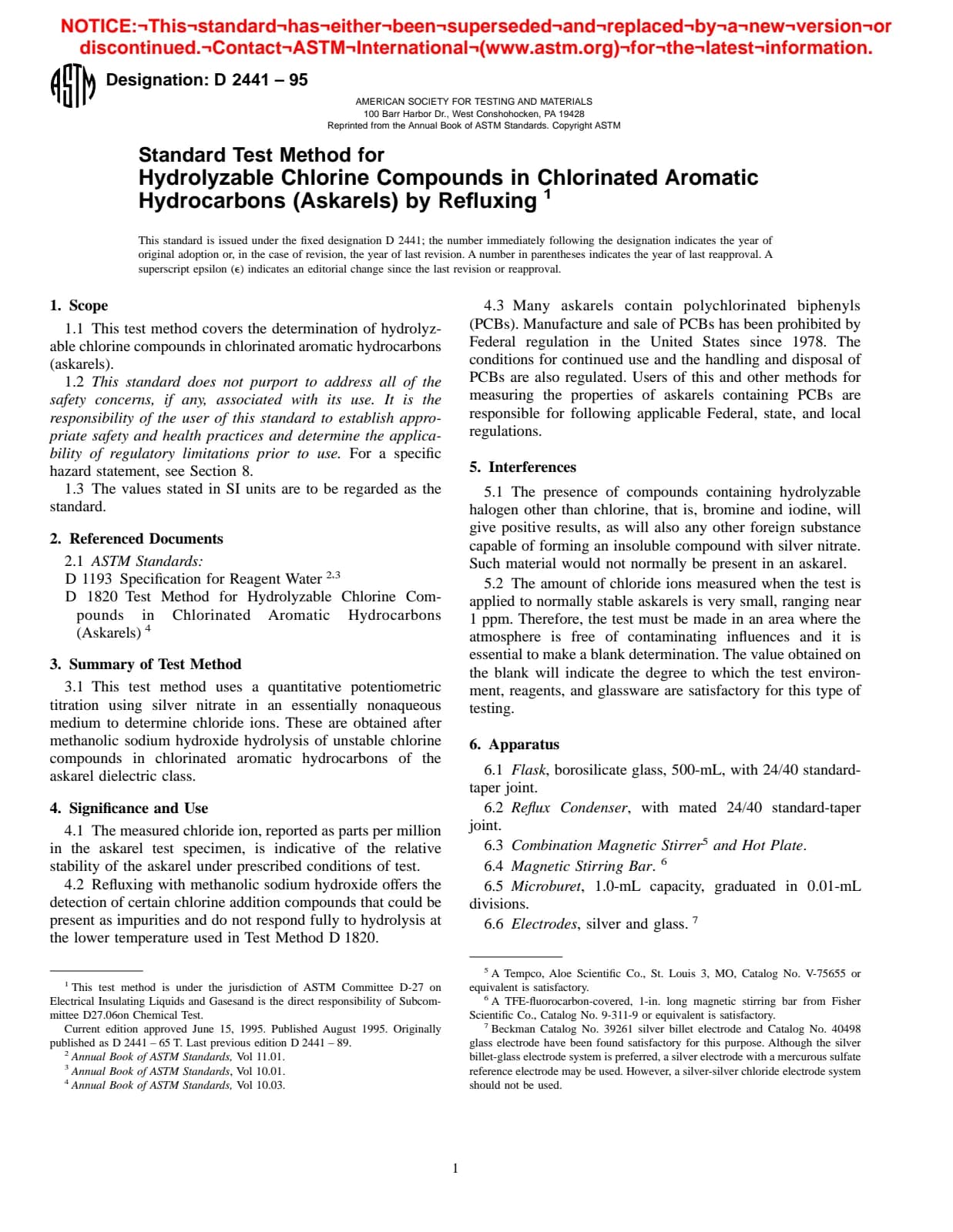 Первая страница стандарта ASTM D2441-95
