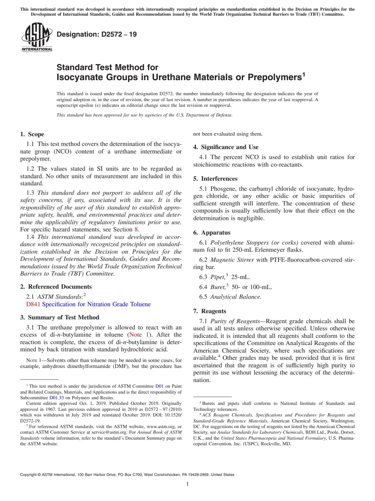 Первая страница стандарта ASTM D2572-19