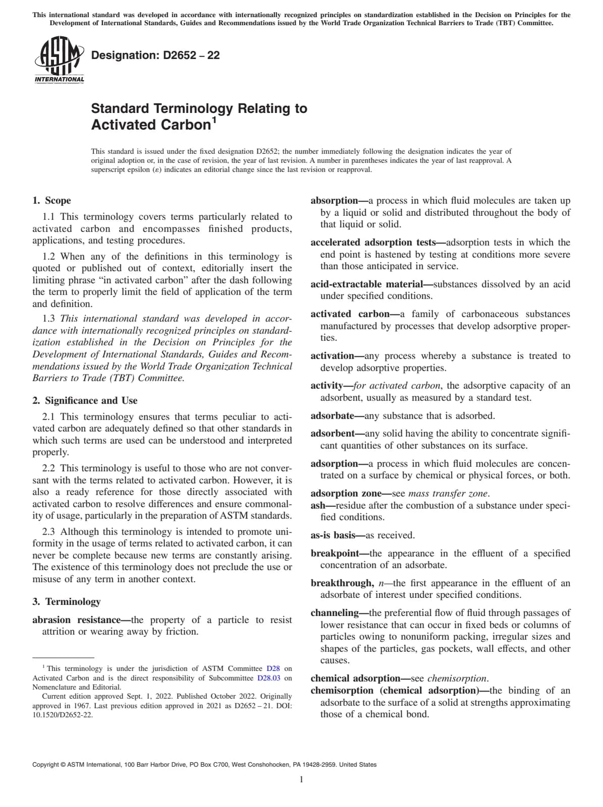Первая страница стандарта ASTM D2652-22