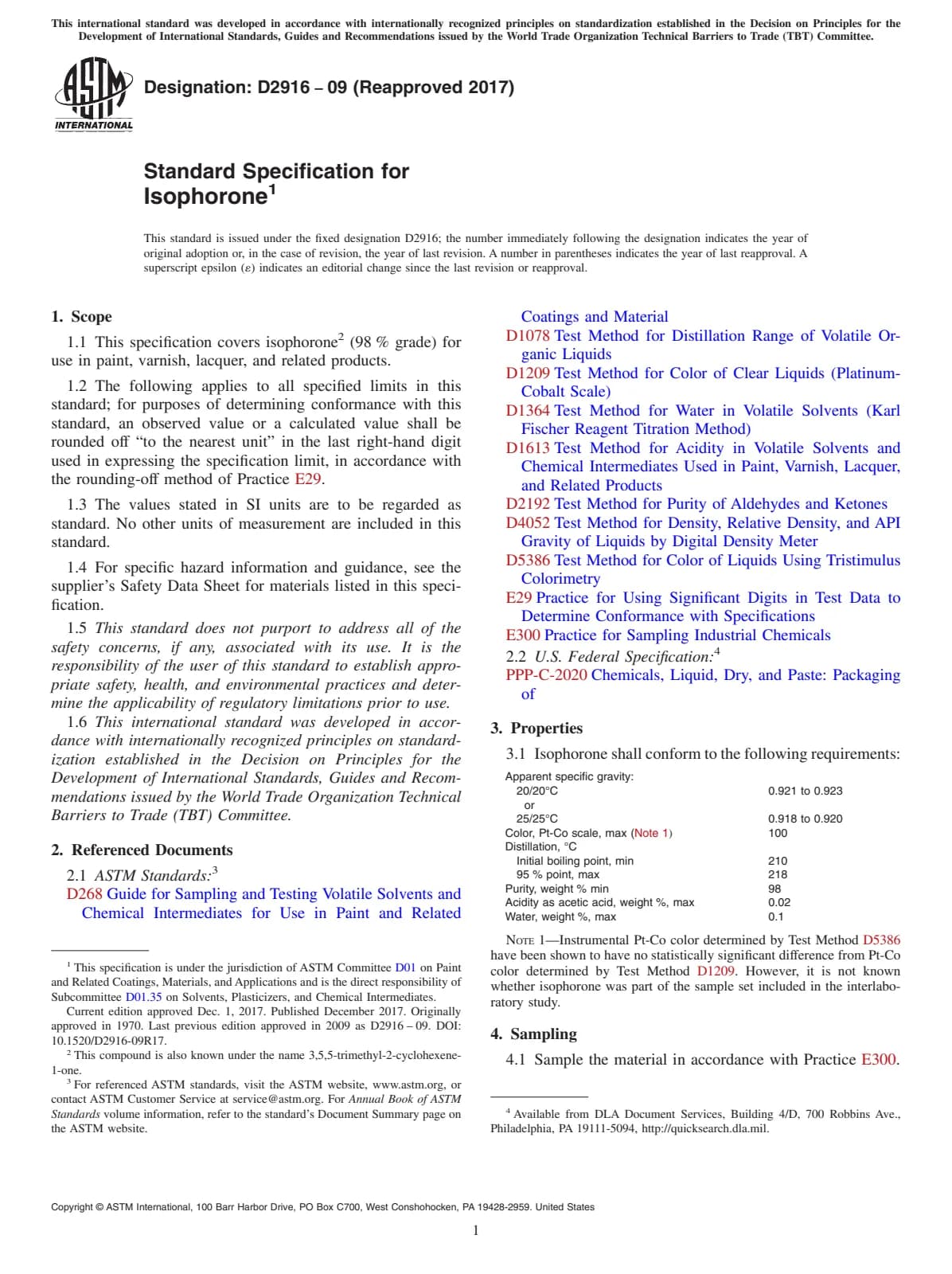 Первая страница стандарта ASTM D2916-09(2017)