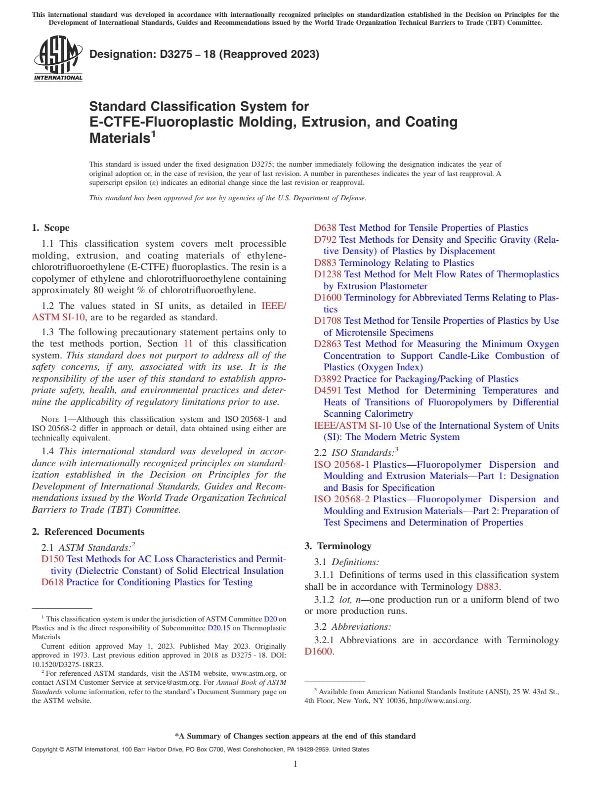 Первая страница стандарта ASTM D3275-18(2023)