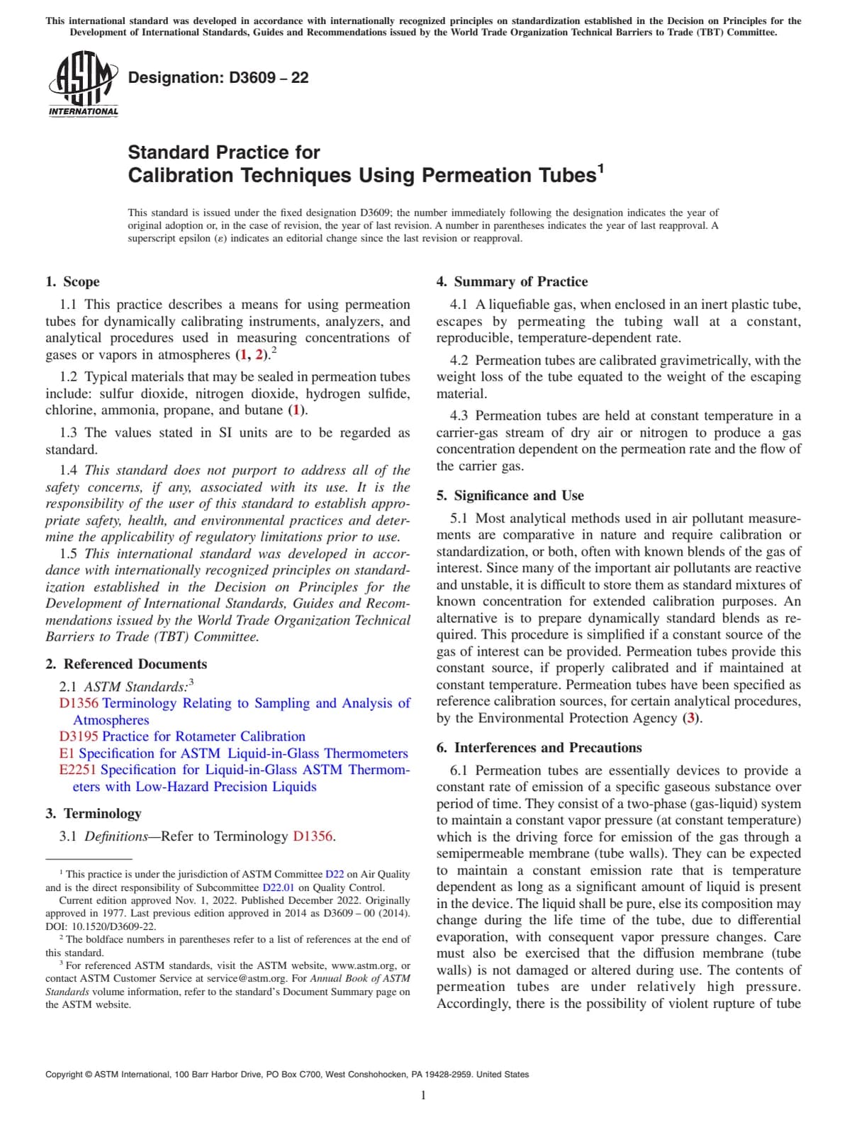 Первая страница стандарта ASTM D3609-22