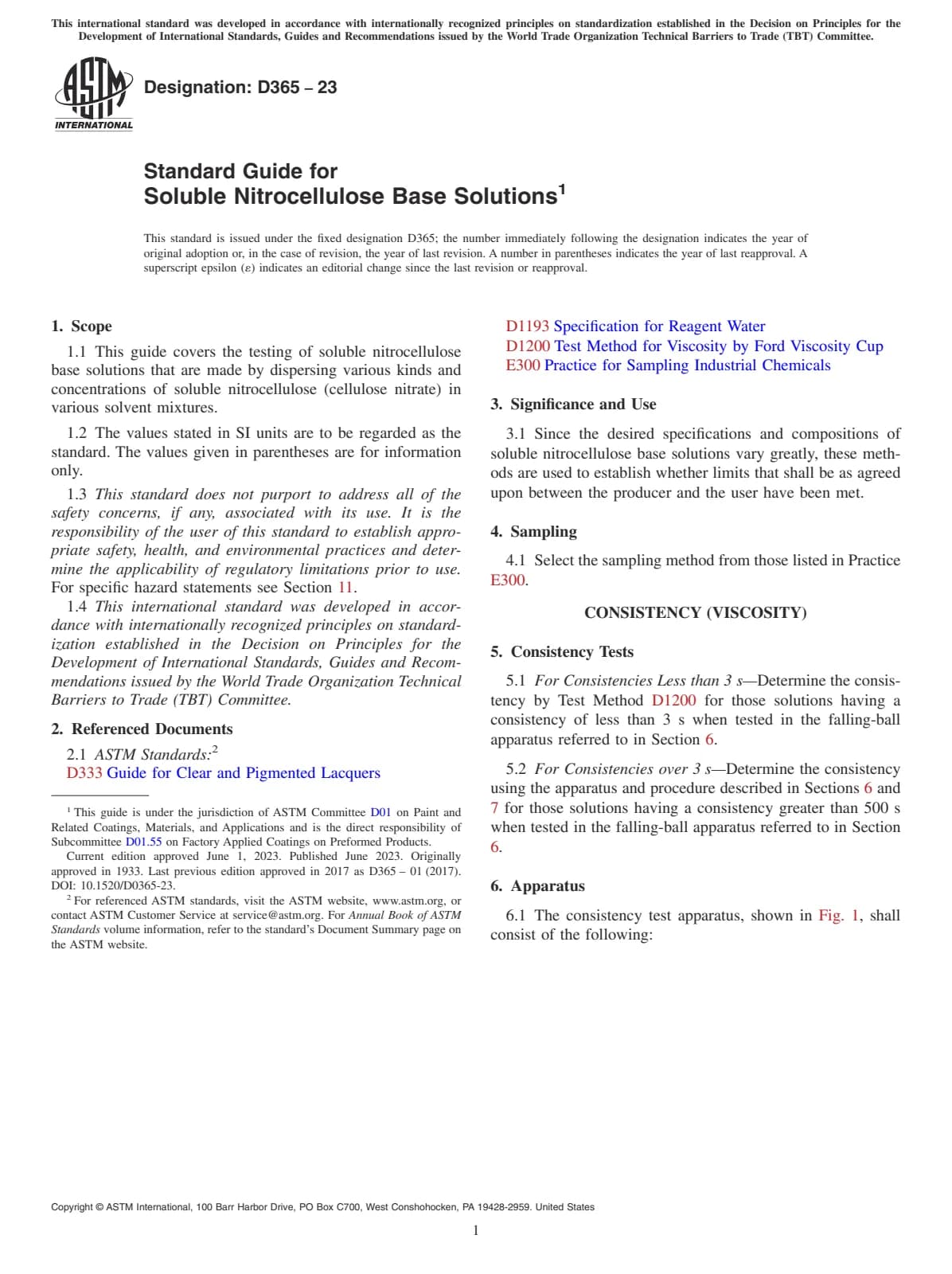Первая страница стандарта ASTM D365-23