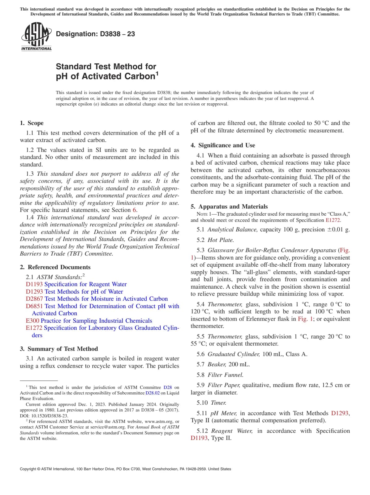 Первая страница стандарта ASTM D3838-23