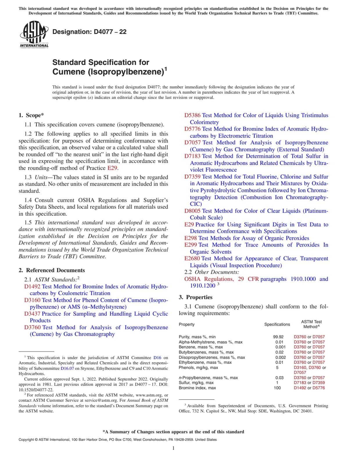 Первая страница стандарта ASTM D4077-22