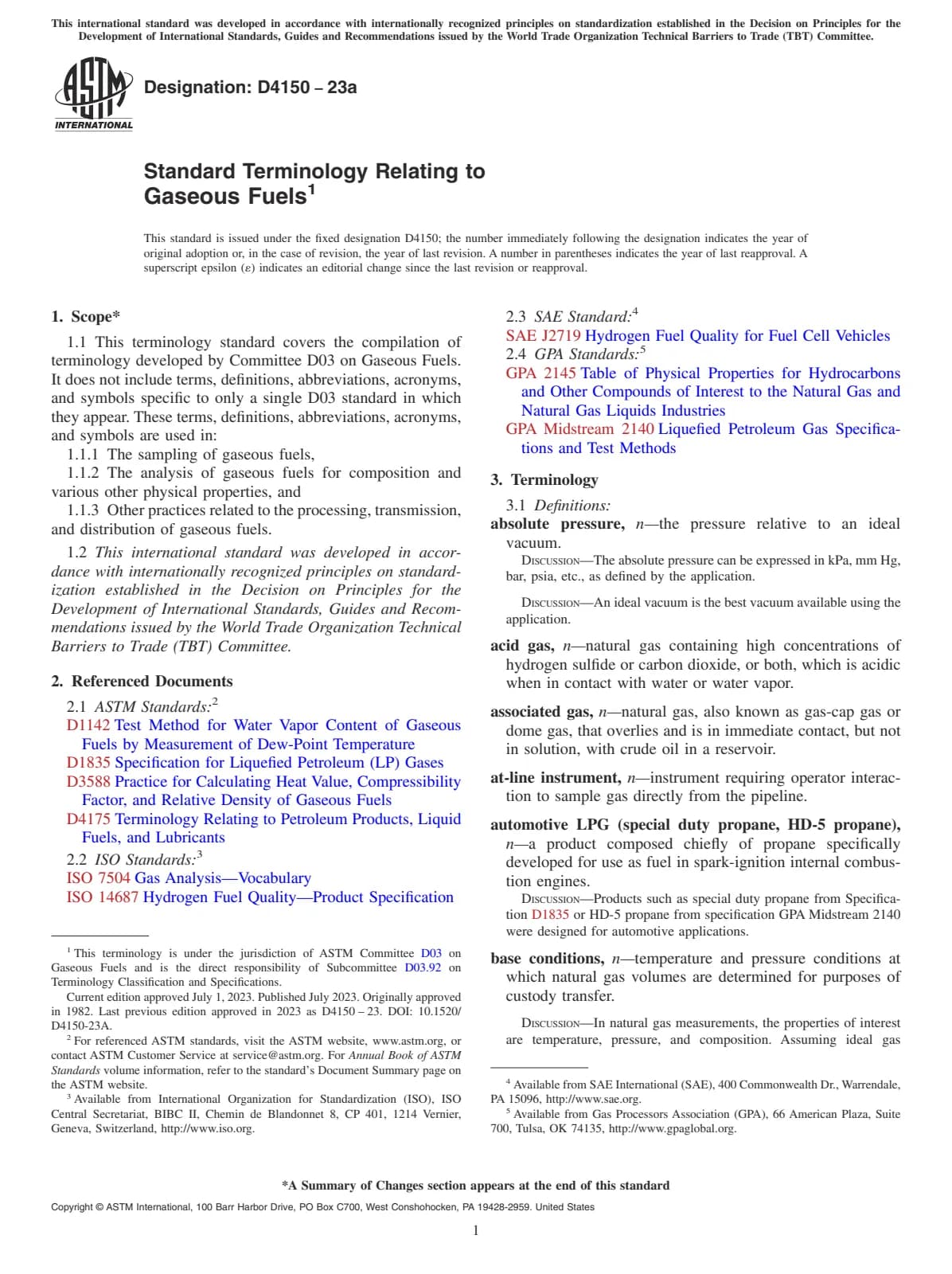 Первая страница стандарта ASTM D4150-23a