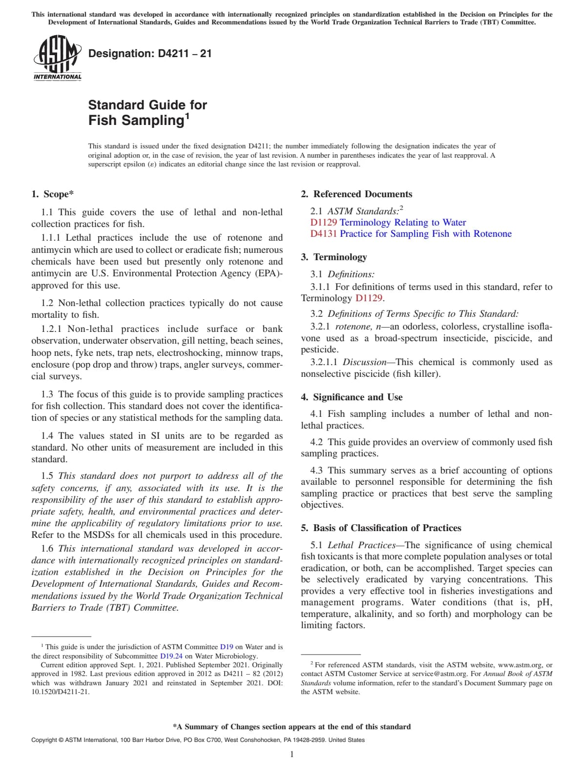 Первая страница стандарта ASTM D4211-21