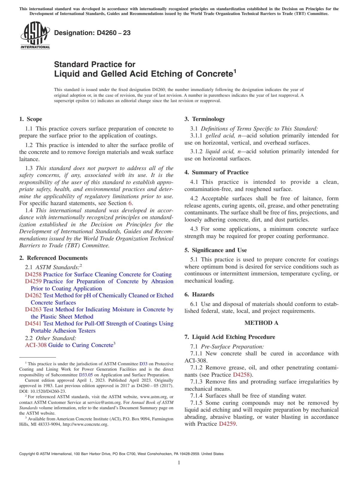 Первая страница стандарта ASTM D4260-23
