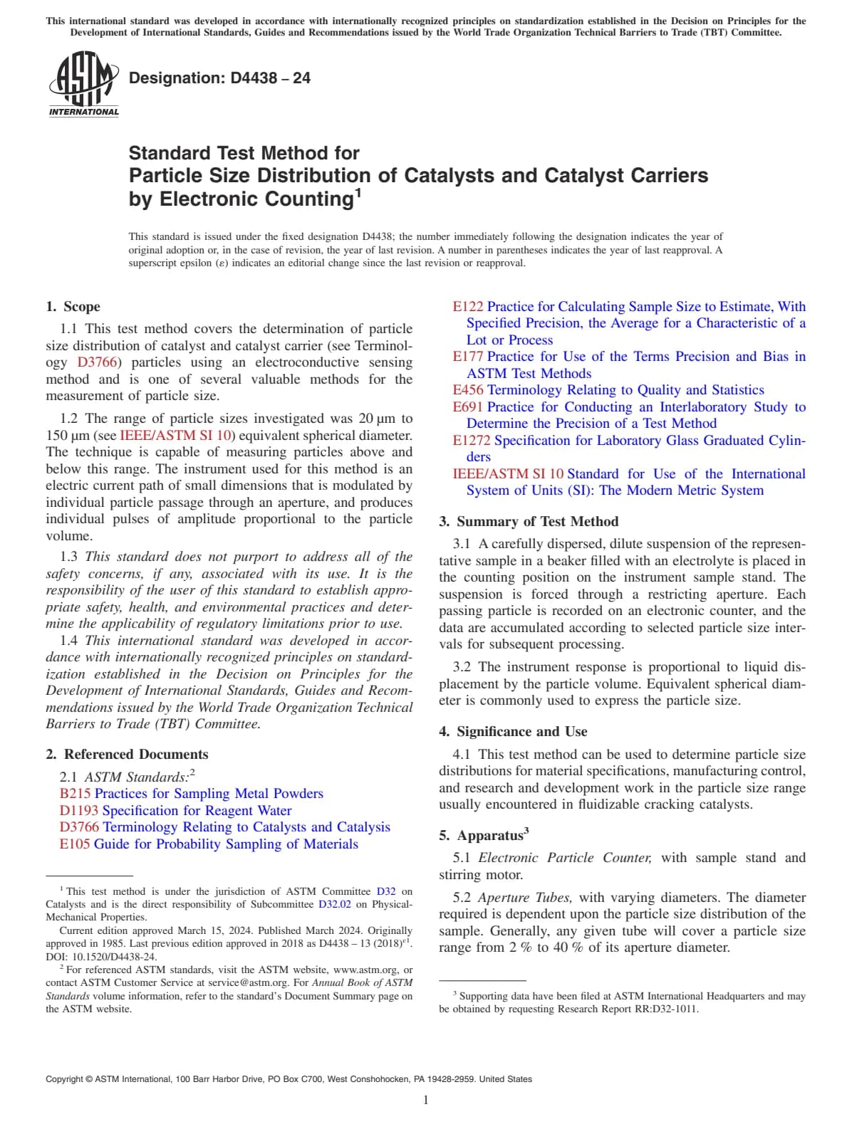 Первая страница стандарта ASTM D4438-24