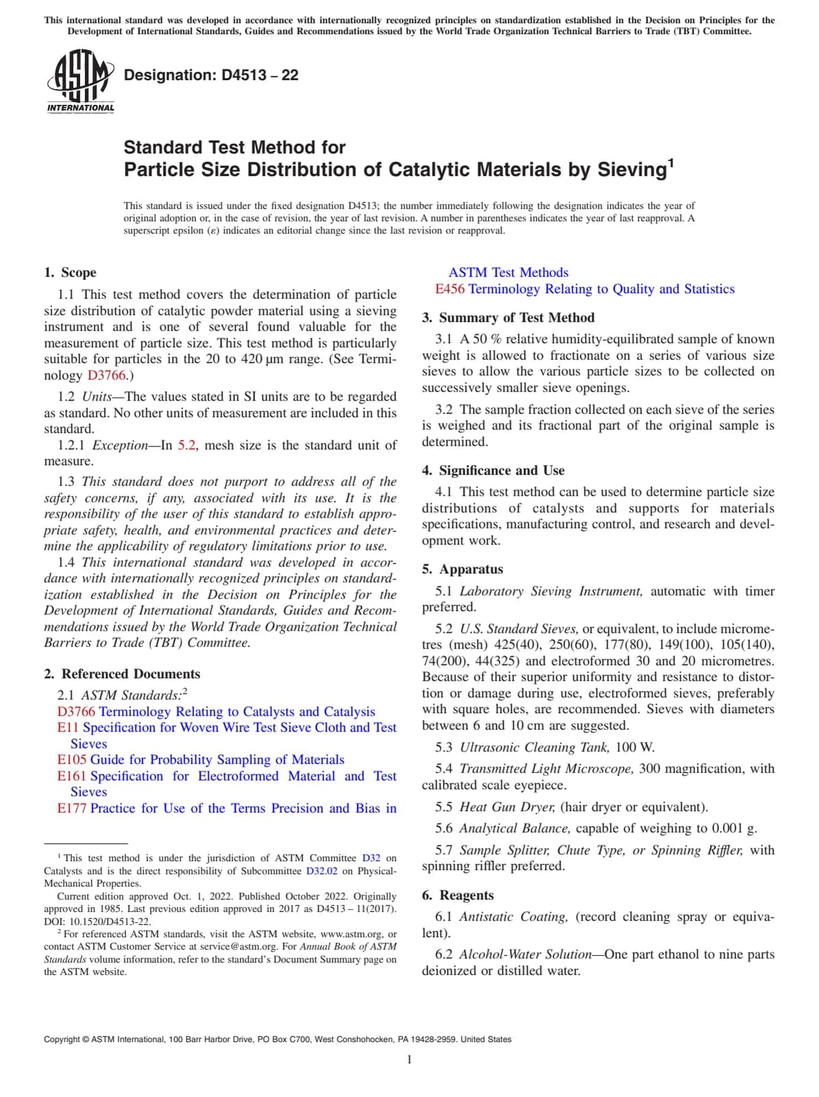 Первая страница стандарта ASTM D4513-22