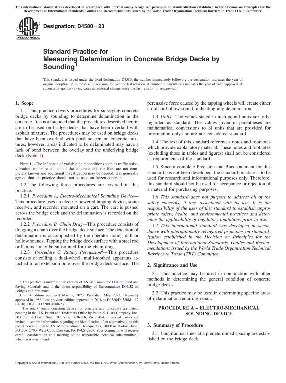 Первая страница стандарта ASTM D4580-23