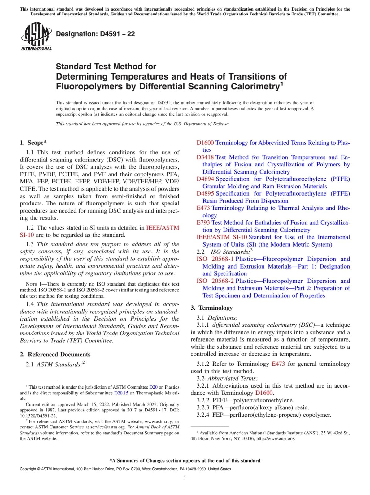 Первая страница стандарта ASTM D4591-22