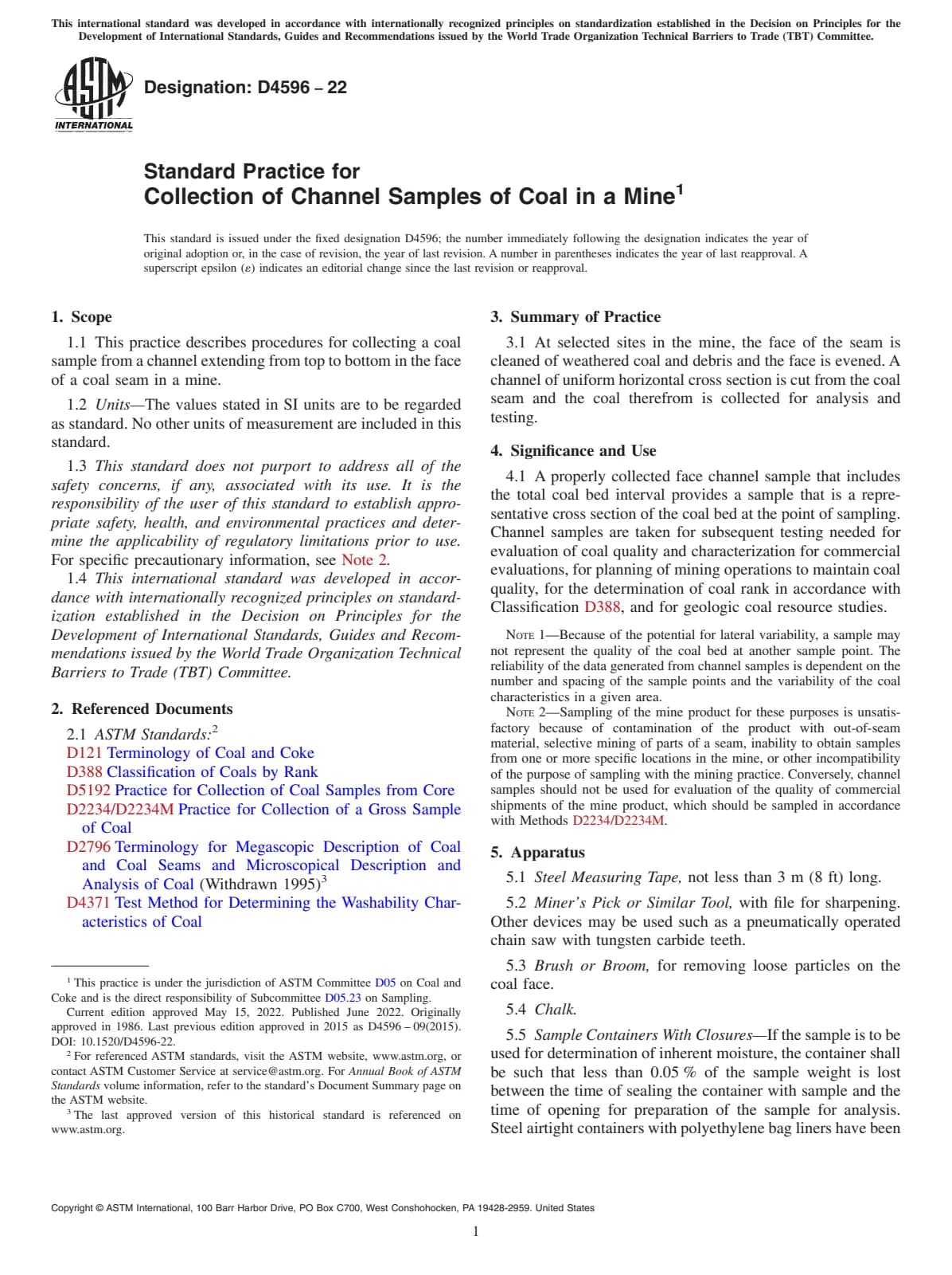 Первая страница стандарта ASTM D4596-22