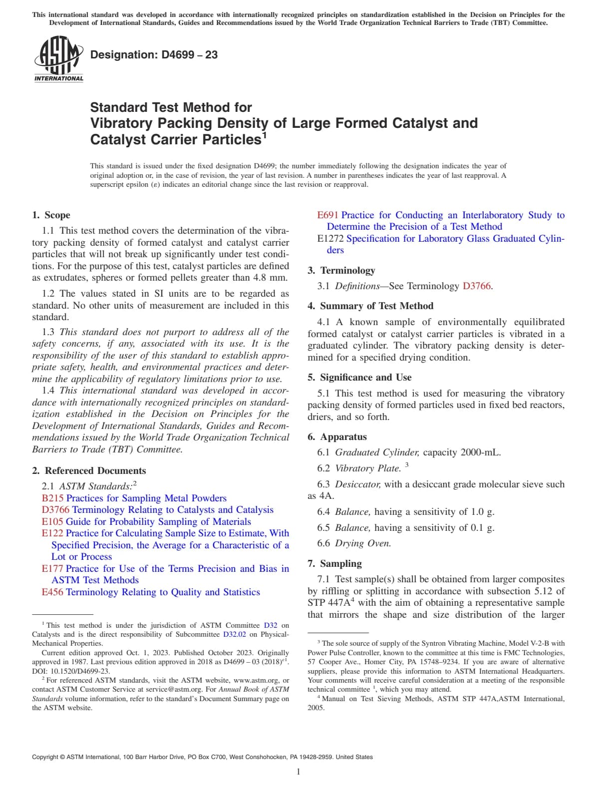 Первая страница стандарта ASTM D4699-23