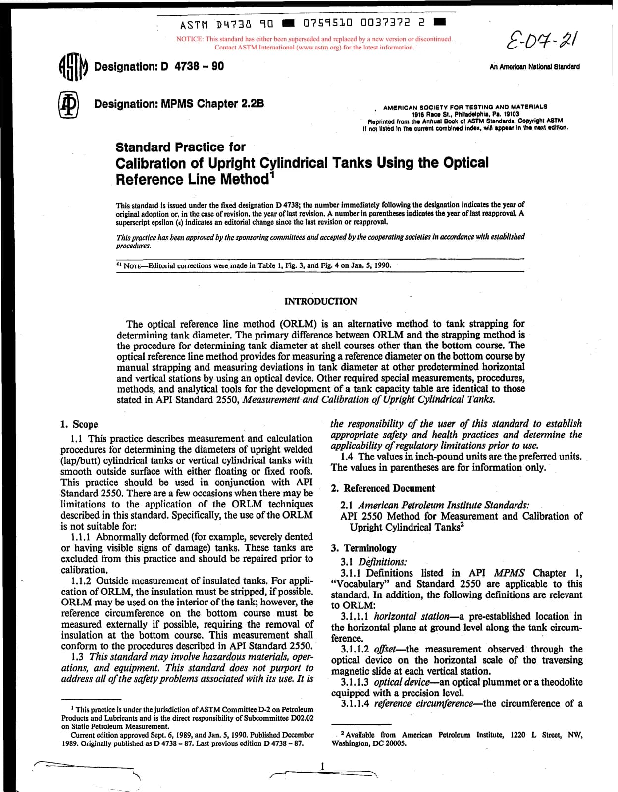 Первая страница стандарта ASTM D4738-90