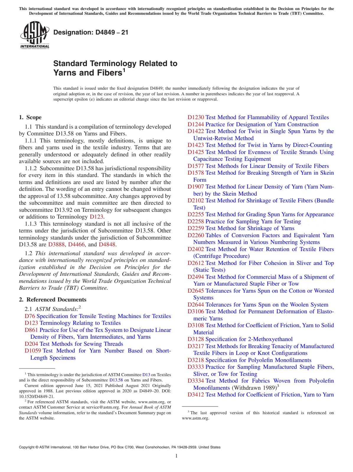 Первая страница стандарта ASTM D4849-21