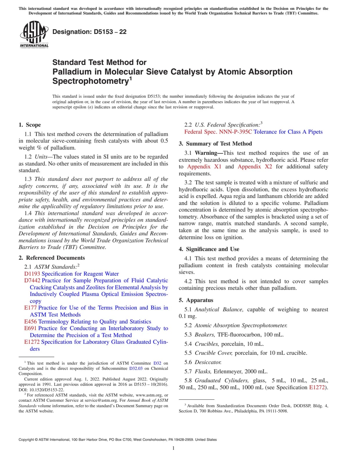 Первая страница стандарта ASTM D5153-22
