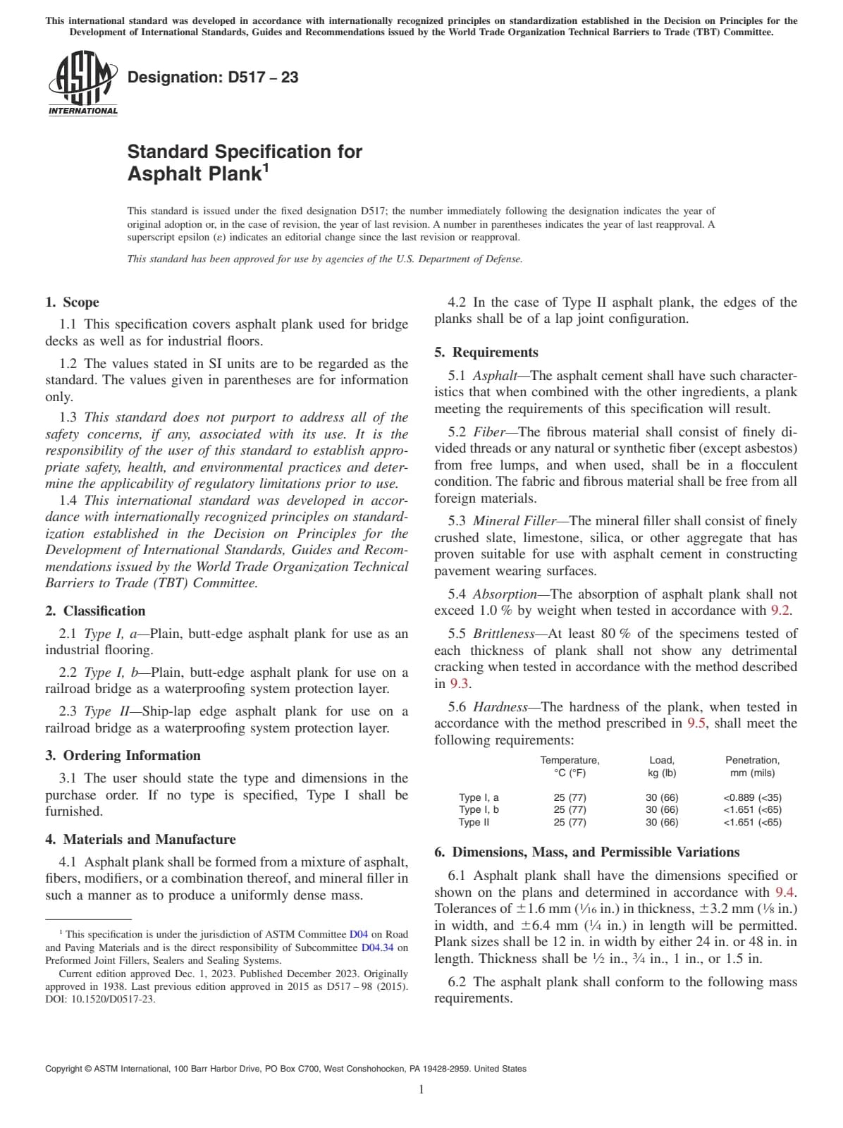 Первая страница стандарта ASTM D517-23