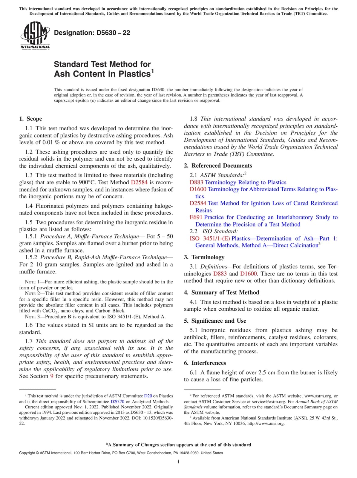 Первая страница стандарта ASTM D5630-22