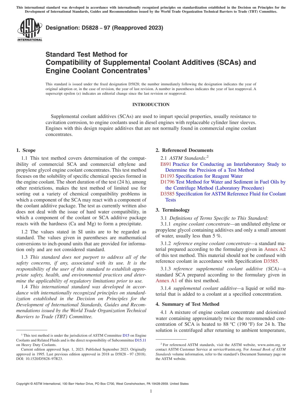 Первая страница стандарта ASTM D5828-97(2023)