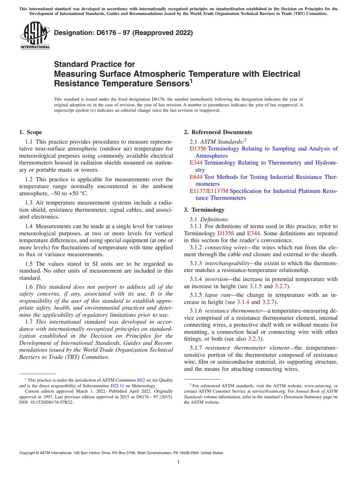 Первая страница стандарта ASTM D6176-97(2022)