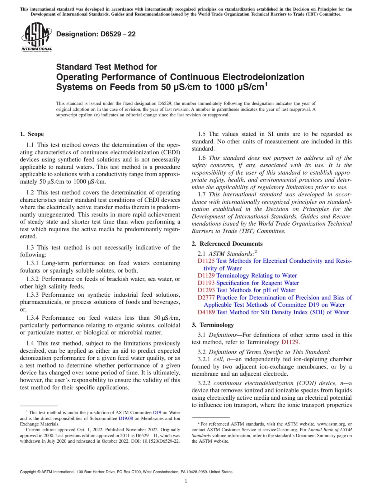 Первая страница стандарта ASTM D6529-22