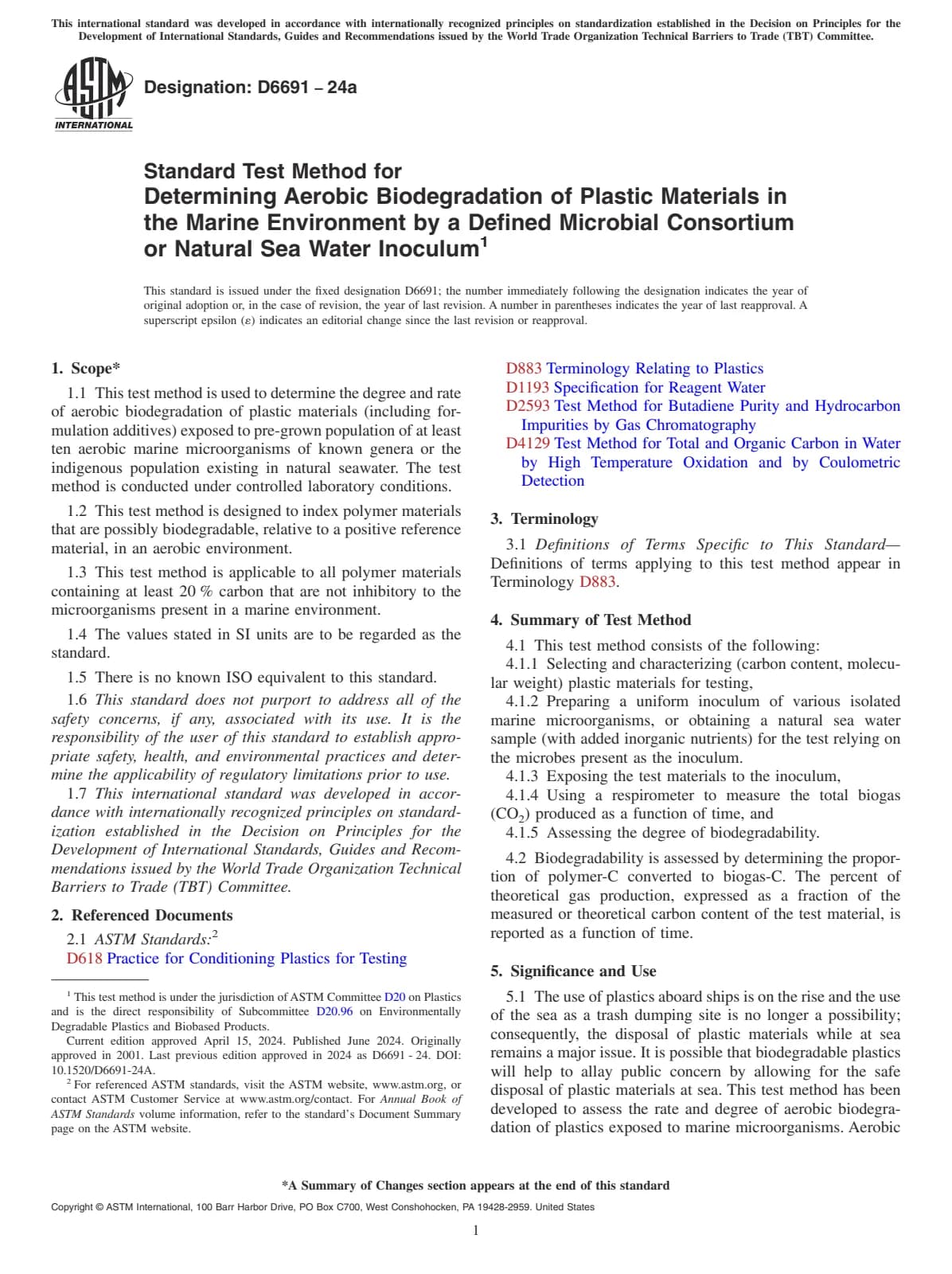 Первая страница стандарта ASTM D6691-24a
