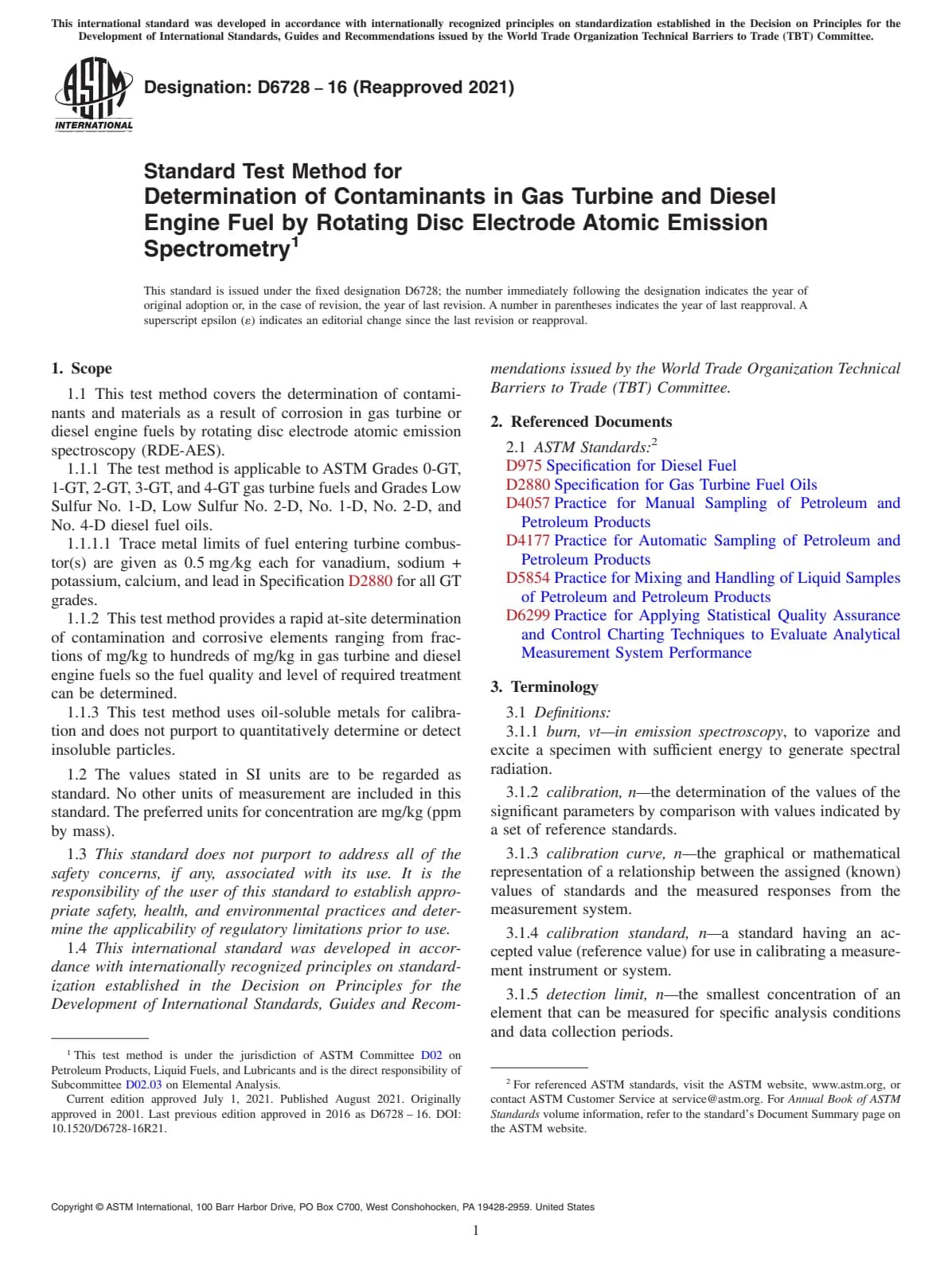 Первая страница стандарта ASTM D6728-16(2021)
